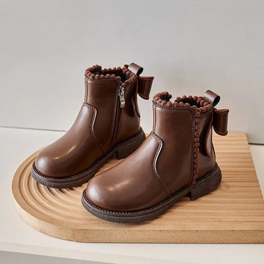 Stijlvolle Zwarte Leren Enkellaars voor Kinderen met Anti-Slip Zool – Maat 23-36 0